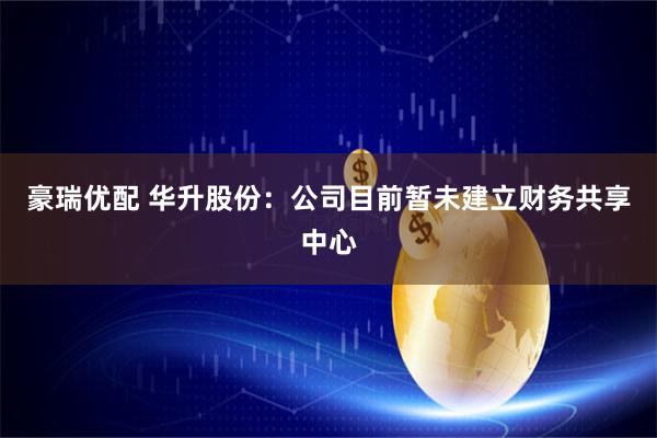 豪瑞优配 华升股份：公司目前暂未建立财务共享中心