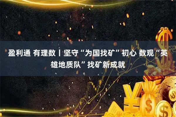 盈利通 有理数丨坚守“为国找矿”初心 数观“英雄地质队”找矿新成就