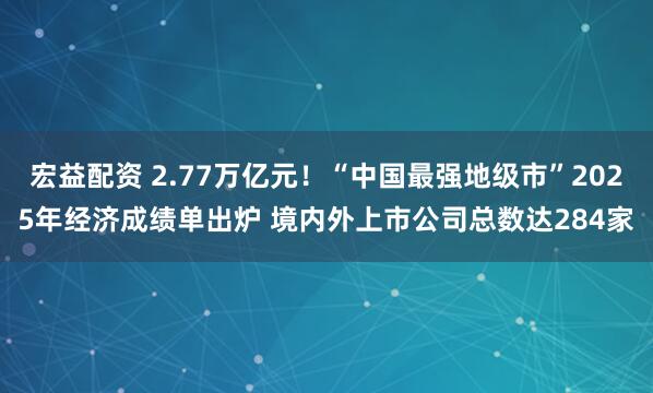 宏益配资 2.77万亿元!“中国最强地级市”2025年经济成绩单出炉 境内外上市公司总数达284家